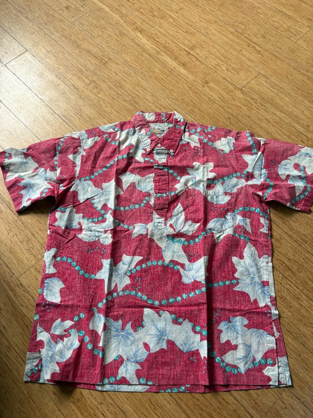 VTG 80's Reyn Spooner Pullover Short Sleeve Mens L Hawaiian Shirt Made in Hawaii